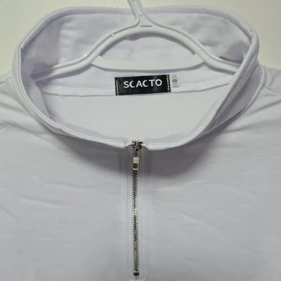 Scacto White Long Sleeve Quarter Zip Hoodie - Brand New with Tags - Picture 2 of 3